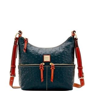 Dooney Bourke Black Ostrich Crossbody Shoulder Bag